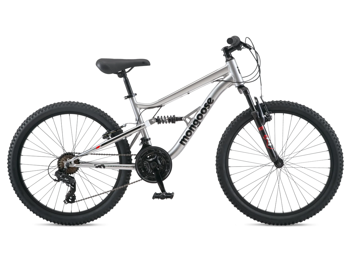 Mongoose Limestone 24-inch Kids Full Suspension Mountain Bike