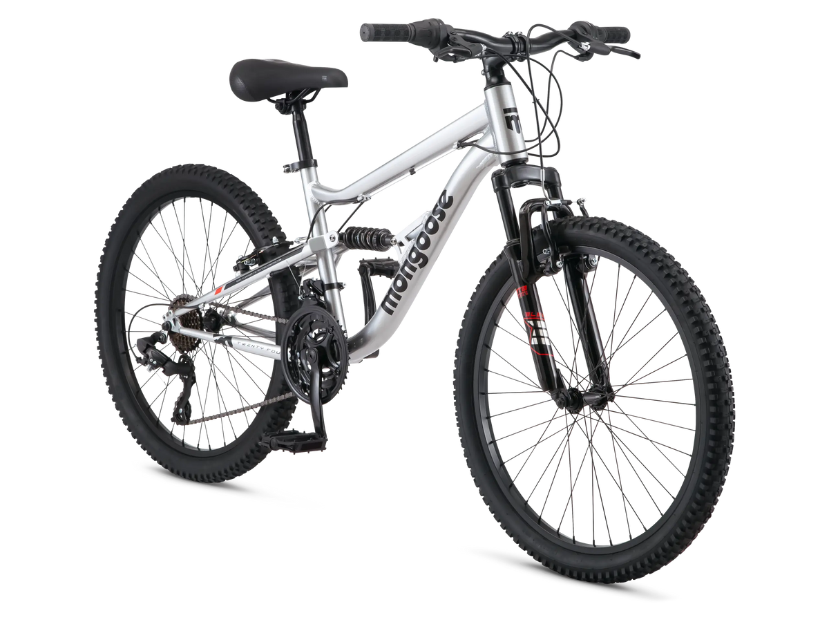 Mongoose Limestone 24-inch Kids Full Suspension Mountain Bike